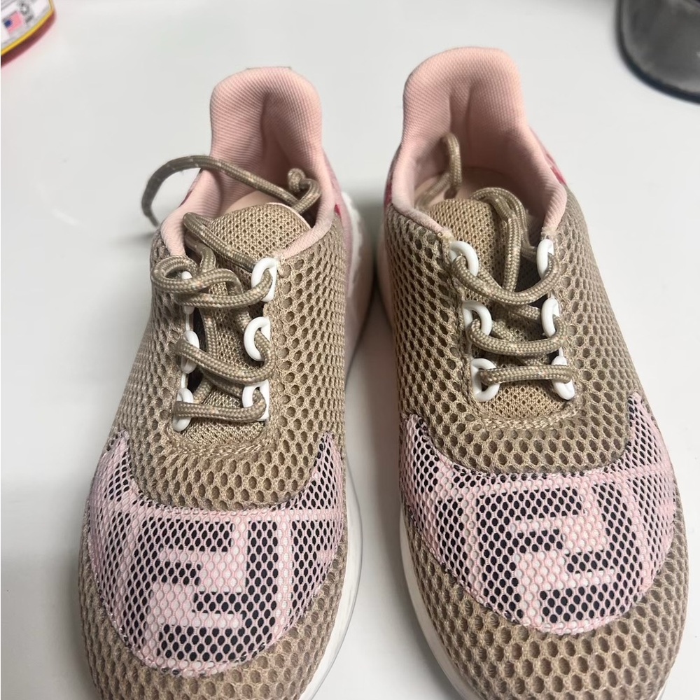 Fendi Stylish Pink and Tan Kids' Sneakers